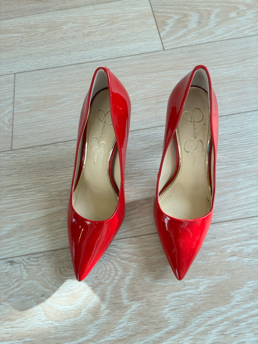 Jessica Simpson Scarlet Patent Pointed-Toe Pumps